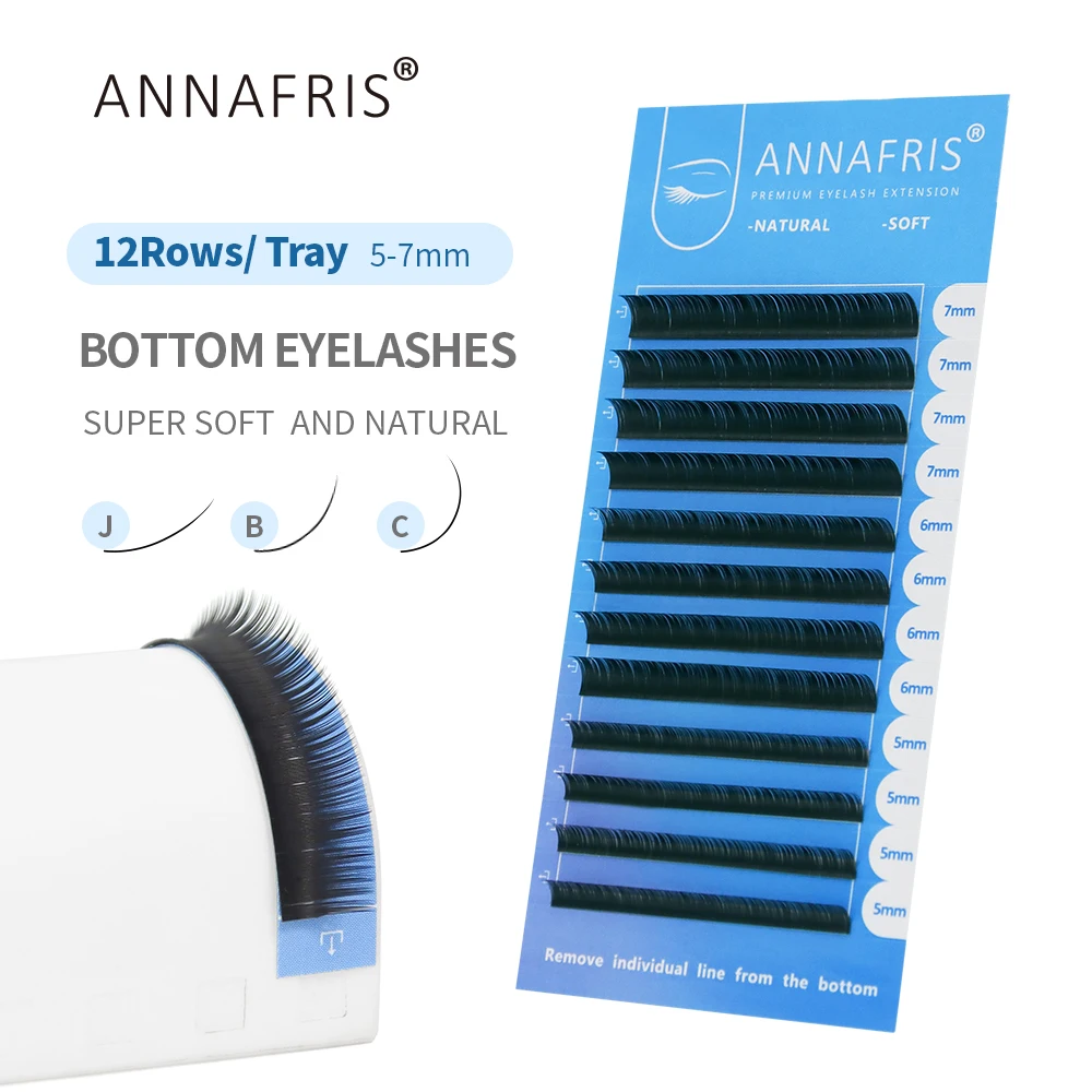 Individual Lash Tray - ANNAFRIS 下まつげ 5-7 ミリメートルミックス個別下まつげエクステンション J/B/C カールナチュラルショートミンク眉毛下まつげ