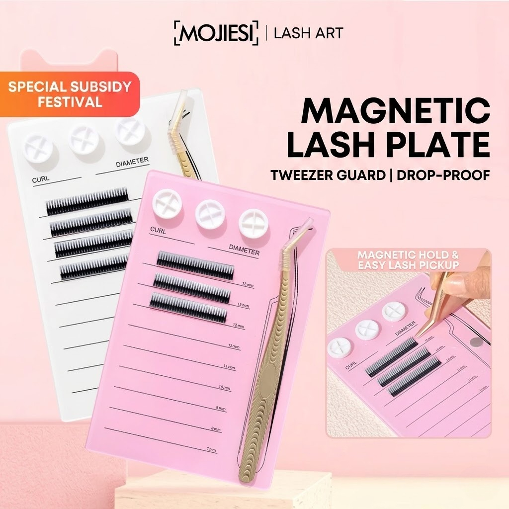 Individual Lash Tray - マグネット式まつげエクステパレット＆グルーホルダーパッド、アクリル製まつげタイルオーガナイザー、ボリュームファンニングトレイ