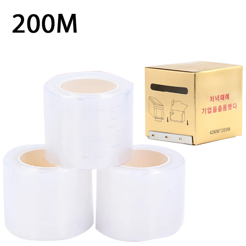Eyelash Extension Glue Remover - 200 メートル透明メイクフィルムリップ眉毛タトゥーラップカバーまつげエクステンション接着剤リムーバーまつげパーマリフティングフィルムマイクロブレードツール
