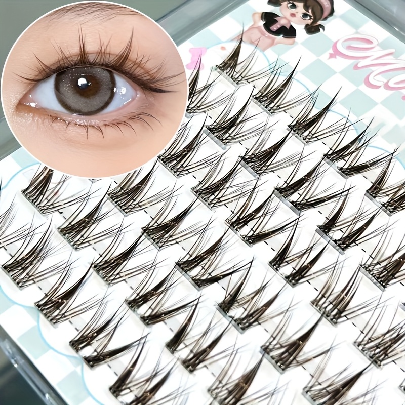 ミクシャオヘ ライトブラウン グルーフリー クラスターラッシ - Lash Adhesive Glue のレビューと価格