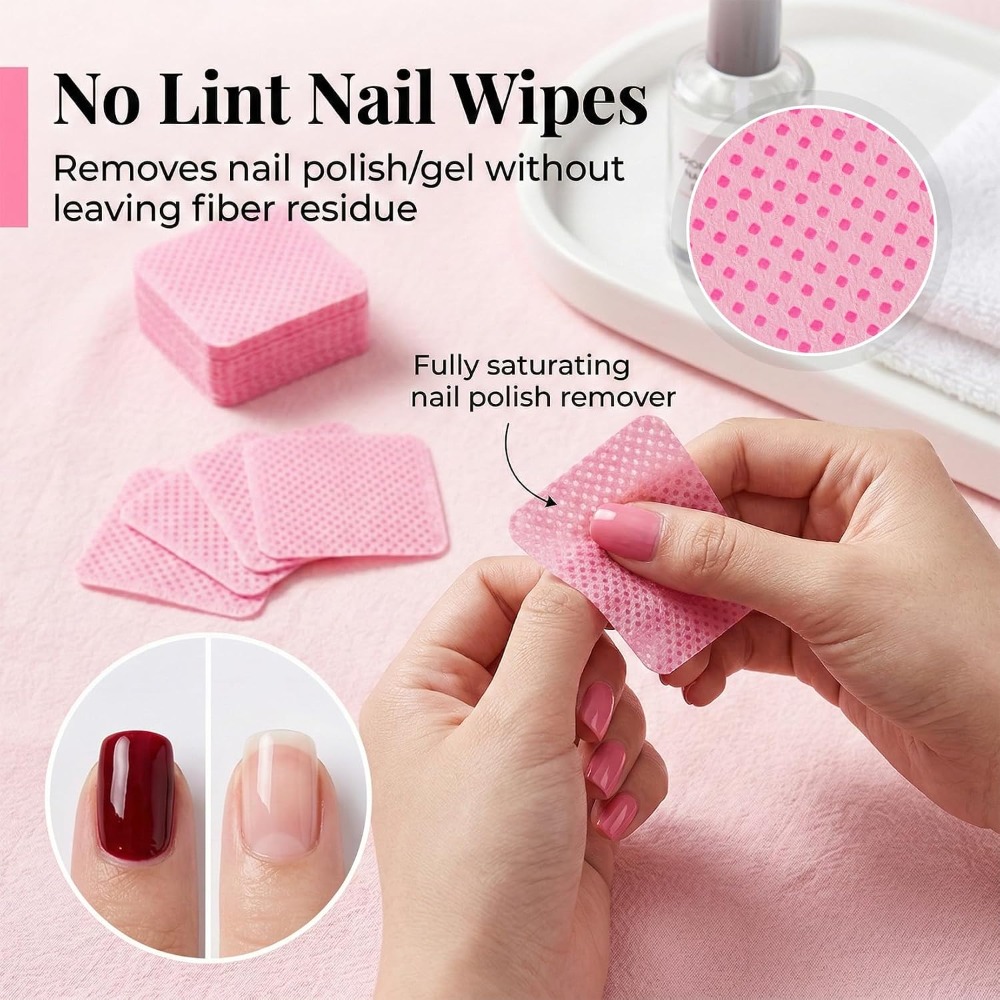 糸くずの出ないジェルポリッシュ除去用ネイルワイプ 600枚入 - Eyelash Extension Glue Remover のレビューと価格